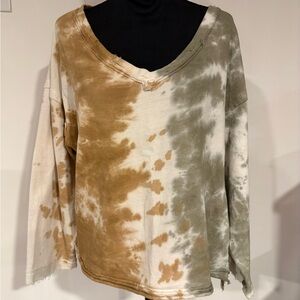 Pol Womens Cotton Tie Dye V-Neck 3/4
Sleeve Pullover Sweatshirt Top Size Large